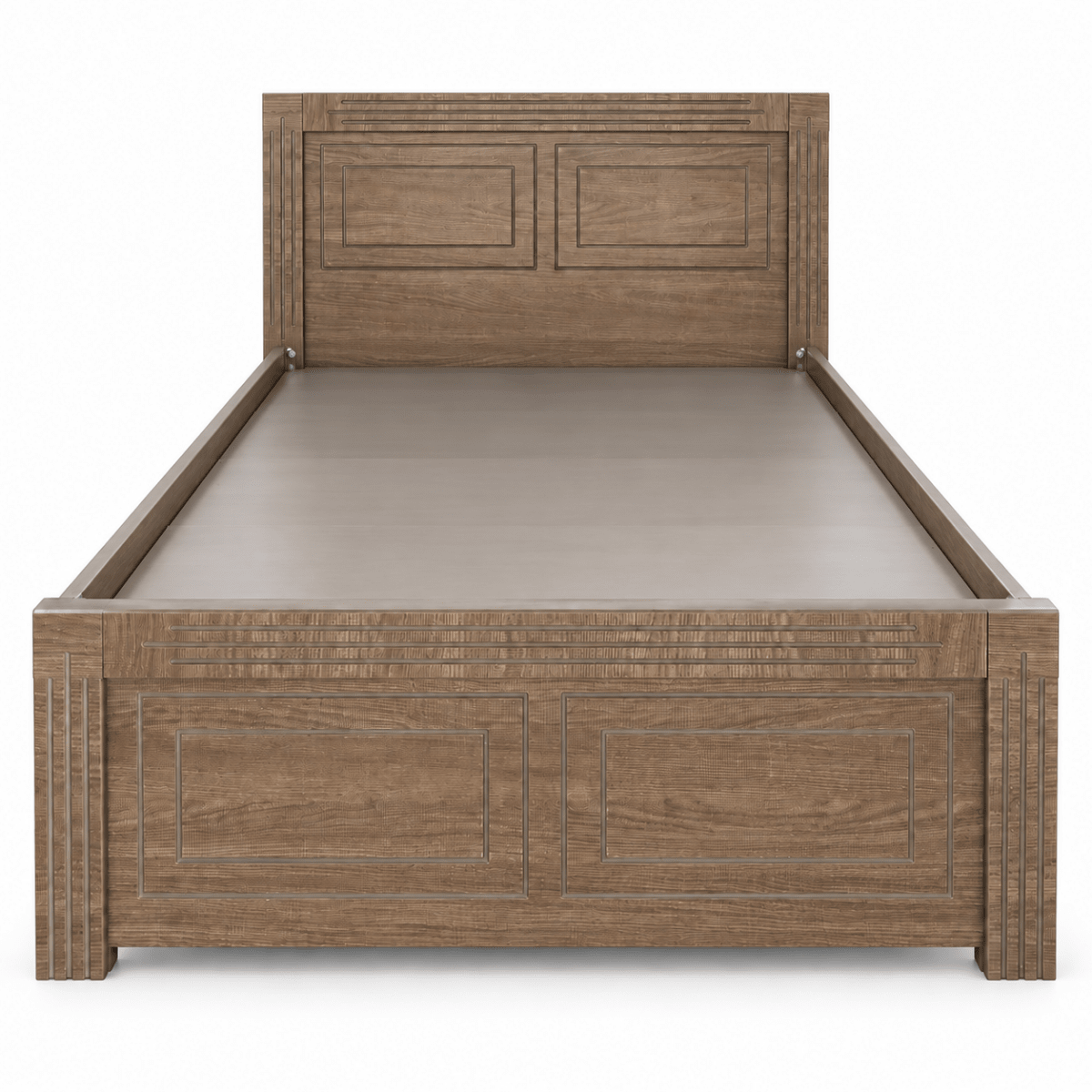 Woodhaven Panel Single Bed with Mattress – 120 × 190 cm – Walnut Brown - Al Thahani Furniture