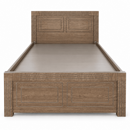 Woodhaven Panel Single Bed with Mattress – 120 × 190 cm – Walnut Brown - Al Thahani Furniture
