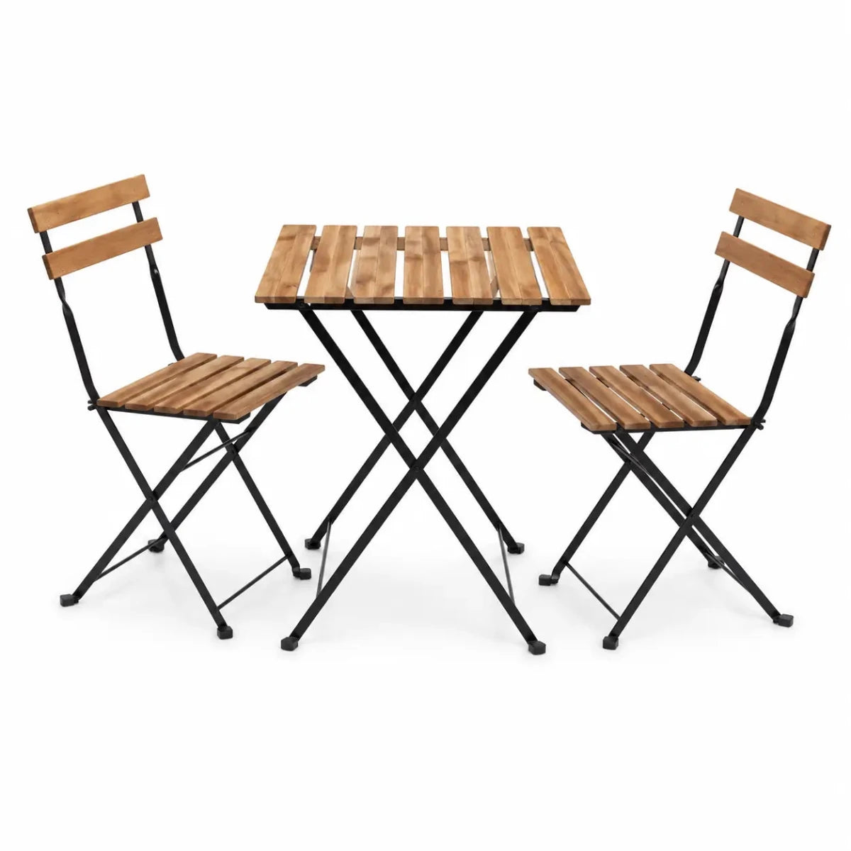 YAHOME Patio Bistro Set | Folding Wood Chairs & Metal Table, Indoor/Outdoor - used 9 months - Al Thahani Furniture