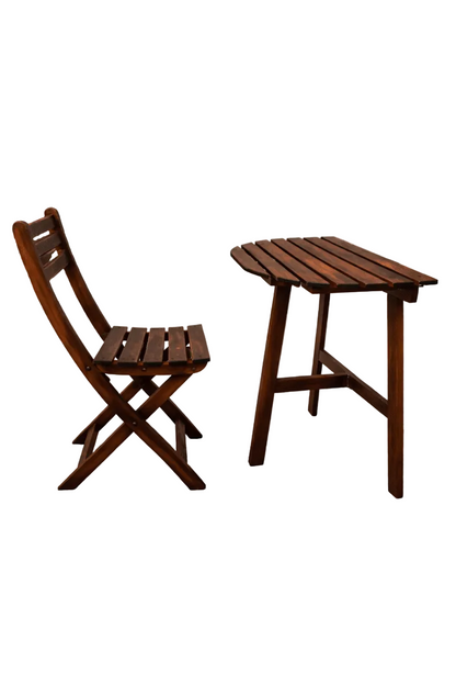 YATAI Acacia Wood Outdoor Bistro Set – Foldable Chair + Matching Table, Solid Wood, Indoor/Outdoor Use - althahanifurniture