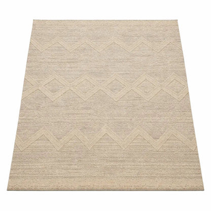 Zagreb Snow Hand - Tufted Wool Area Rug | Geometric Design | 300×190 cm | Ivory/Light Grey - althahanifurniture
