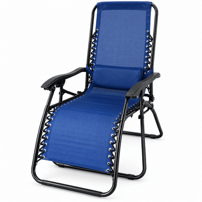Zero Gravity Folding Recliner Lounge Chair – Blue & Black - Al Thahani Furniture